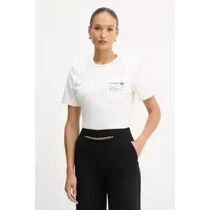 Elisabetta Franchi tricou din bumbac culoarea alb, MA02056E2 imagine