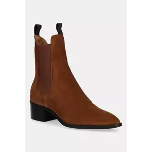Gant botine din piele întoarsă St Broomly culoarea maro, cu toc plat, 31553093 imagine