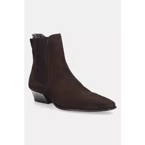 Gant botine din piele întoarsă Bassotte culoarea maro, cu toc drept, 31553150 imagine