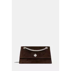 Tory Burch poșetă de piele Kira Turnlock Suede culoarea maro, 169176.200 imagine