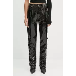 Fiorucci pantaloni Stretch Vinyl Straight Fit culoarea negru, evazați, high waist, W25PFBPA014VN02BK01 imagine