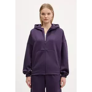 adidas bluză Future Icons culoarea violet, cu glugă, cu imprimeu, JX0441 imagine