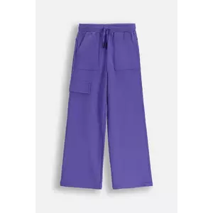 Coccodrillo pantaloni de bumbac pentru copii culoarea violet, uni, RAVE GIRL JUNIOR imagine