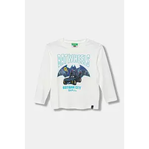 United Colors of Benetton longsleeve din bumbac pentru copii culoarea alb, cu imprimeu, 35RYG10KE imagine