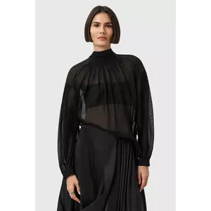 AllSaints bluză din amestec de mătase PEARLA femei, culoarea negru, uniW027PD imagine