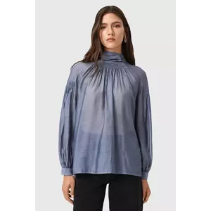 AllSaints bluză din amestec de mătase PEARLA femei, culoarea violet, uniW027PD imagine