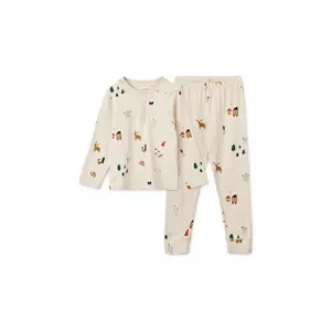 Liewood pijama copii Wilhelm Printed Pyjamas Set culoarea bej, cu imprimeu, LW20361 imagine
