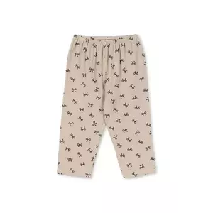 Konges Sløjd pantaloni de bumbac pentru copii COCO PANTS GOTS culoarea bej, cu imprimeu, KS103760 imagine