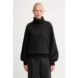 Sessun pulover de lână culoarea gri, cu guler, 25109034 imagine