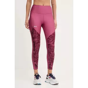 Under Armour leggins de antrenament culoarea bordo, cu imprimeu, 1386407 imagine
