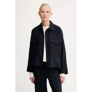 Sessun cămașă din amestec de lână culoarea bleumarin, cu guler clasic, relaxed, 25110028 imagine