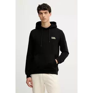 Karl Lagerfeld hanorac de bumbac culoarea negru, cu glugă, cu imprimeu, 554917.705092 imagine
