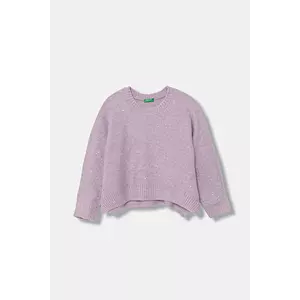 United Colors of Benetton pulover pentru copii din amestec de lână culoarea violet, 1VPUC108V imagine