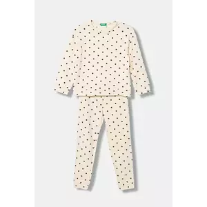 United Colors of Benetton pijama copii culoarea bej, cu imprimeu, 3ZMB0P093 imagine