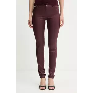 Morgan pantaloni PALONA culoarea bordo, mulată, medium waist, PALONA imagine