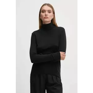 United Colors of Benetton pulover de lana femei, culoarea negru, light, cu guler, 1002D2348 imagine