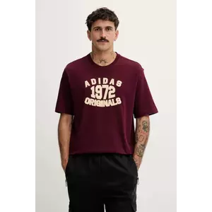 adidas Originals tricou din bumbac Varsity culoarea bordo, cu imprimeu, JX8175 imagine