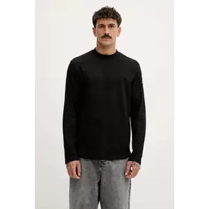 Karl Lagerfeld Jeans longsleeve din bumbac culoarea negru, uni, A4M17085 imagine