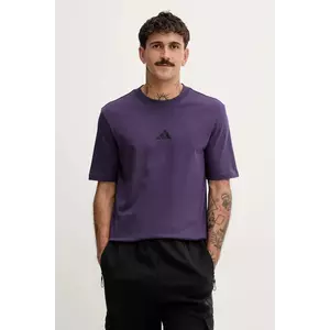 adidas tricou din bumbac Essentials culoarea violet, cu imprimeu, JW6232 imagine