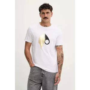 MOOSE KNUCKLES tricou din bumbac Augstine culoarea alb, cu imprimeu, M34MT705G imagine