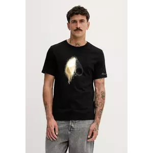 MOOSE KNUCKLES tricou din bumbac Augstine culoarea negru, cu imprimeu, M34MT705G imagine