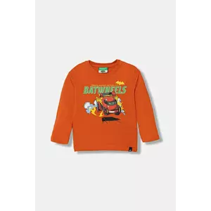 United Colors of Benetton longsleeve din bumbac pentru copii culoarea portocaliu, cu imprimeu, 35RYG10KE imagine