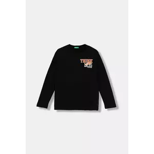 United Colors of Benetton longsleeve din bumbac pentru copii culoarea negru, cu imprimeu, 3JERC10QO imagine
