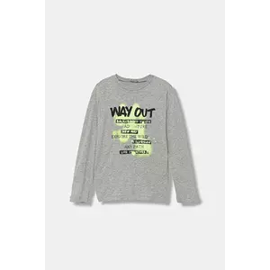 United Colors of Benetton longsleeve din bumbac pentru copii culoarea gri, cu imprimeu, 3JERC10QO imagine