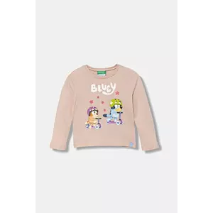 United Colors of Benetton longsleeve din bumbac pentru copii culoarea roz, 3I1XG10KI imagine