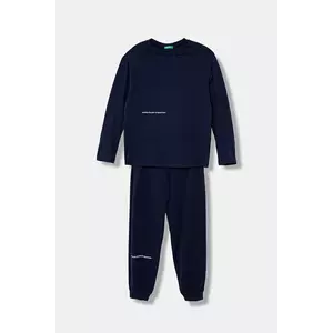 United Colors of Benetton pijama copii culoarea bleumarin, uni, 3DKE0P097 imagine
