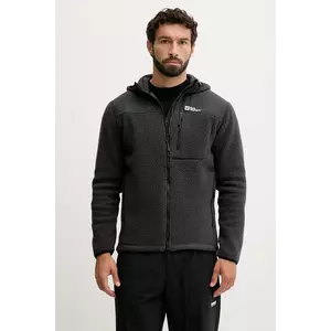 Jack Wolfskin hanorac KAMMWEG PILE culoarea negru, cu glugă, uni, 1711271 imagine