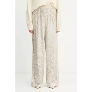 BOSS Orange pantaloni culoarea bej, lat, high waist, 50548327 imagine