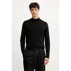 Karl Lagerfeld longsleeve din bumbac culoarea negru, uni, 554226.755022 imagine