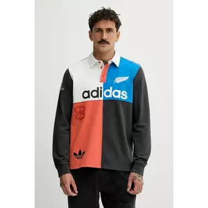 adidas Originals longsleeve din bumbac Rugby culoarea gri, cu imprimeu, KG4638 imagine