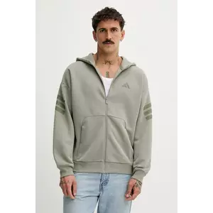 adidas bluză Fi 3S culoarea verde, cu glugă, cu imprimeu, JW7112 imagine