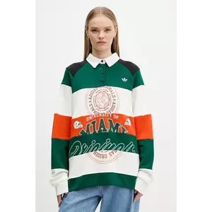adidas Originals hanorac de bumbac MIAMI LS CREW culoarea verde, cu imprimeu, KF2329 imagine