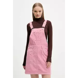 Tommy Jeans rochie din velur culoarea roz, mini, evazați, DW0DW21494 imagine