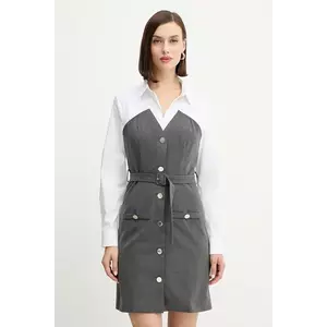 Morgan rochie culoarea gri, mini, mulată, ROIMI1 imagine