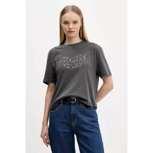 Tommy Jeans tricou din bumbac culoarea gri, DW0DW21957 imagine