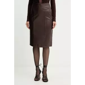 Herve Leger fustă de piele Estella culoarea maro, mini, drept, WLT3536273 imagine