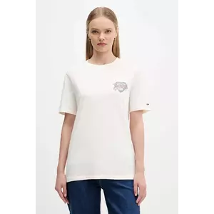 Tommy Jeans tricou din bumbac culoarea bej, DW0DW21524 imagine