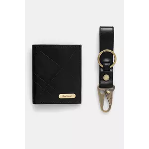 Barbour portofel de piele + breloc culoarea negru, MGS0101 imagine