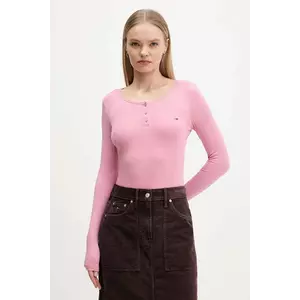 Tommy Jeans longsleeve culoarea roz, DW0DW21575 imagine