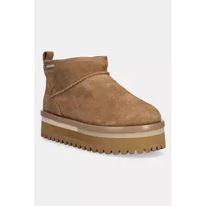 Tommy Jeans cizme de zăpadă din piele întoarsă TJW FLATFORM SNOW BOOT SUEDE culoarea bej, EN0EN02841 imagine