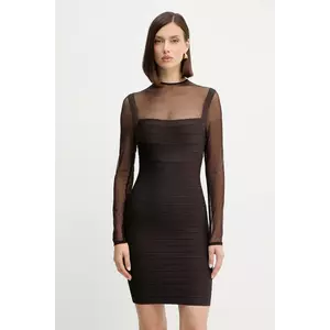 Herve Leger rochie Amy culoarea maro, mini, mulată, HLT8539685 imagine