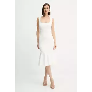 Herve Leger rochie Camille culoarea alb, midi, evazați, DSP8535748 imagine