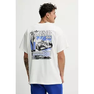 adidas Originals tricou din bumbac JP Racing Manga culoarea bej, cu imprimeu, HY2085 imagine