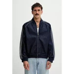 adidas Originals hanorac din denim Adicolor loose SST culoarea bleumarin, uni, JX6461 imagine