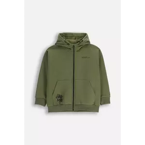 Coccodrillo hanorac de bumbac pentru copii culoarea verde, cu glugă, uni, SPORTS BOY JUNIOR imagine