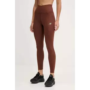 New Balance leggins de antrenament culoarea maro, cu imprimeu, WP51112ROK imagine